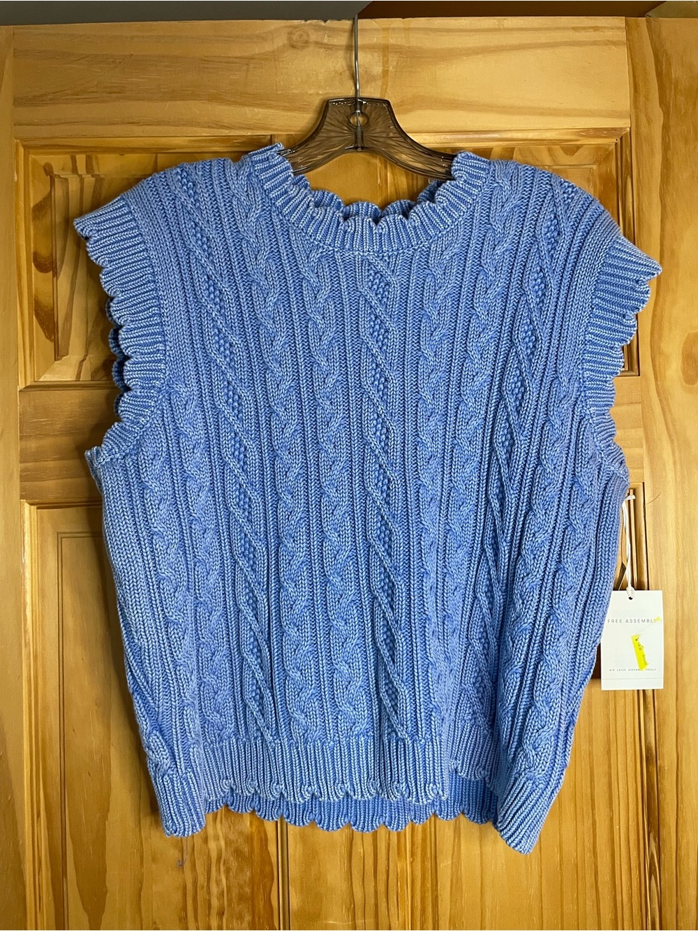 Light Blue Cable Knit Sleeveless Sweater Vest